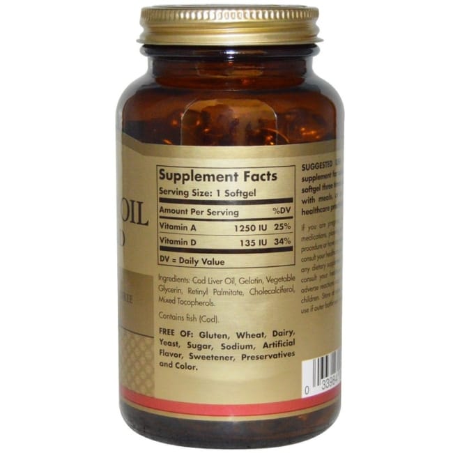 Solgar Cod Liver Oil Vitamin A&D 100 Softgels Fatburners.at