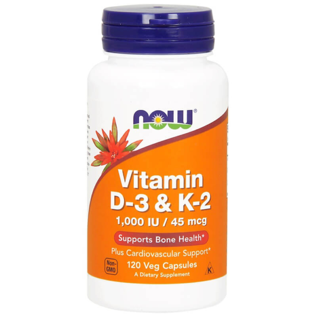 Now Foods Vitamin D3 & K2 120 Veg. Kapseln