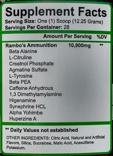 Freedom Pharma Rambo 110 mg DMAA Inhaltsstoffe