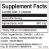 Swanson Alpha Lipoic Acid 600 mg Inhaltsstoffe Facts