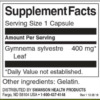 Swanson Gymnema Sylvestre Leaf 400 mg Inhaltsstoffe Facts