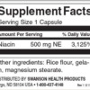 Swanson Niacin 500 mg Inhaltsstoffe Facts
