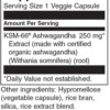 Swanson Ultimate Ashwagandha 250 mg Inhaltsstoffe Facts