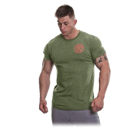ggts001 golds gym t shirt logo chest s army orange.webp