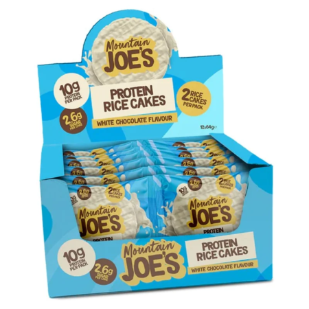 mountain joe protein rice cakes 12x2x32g white chocolate.webp