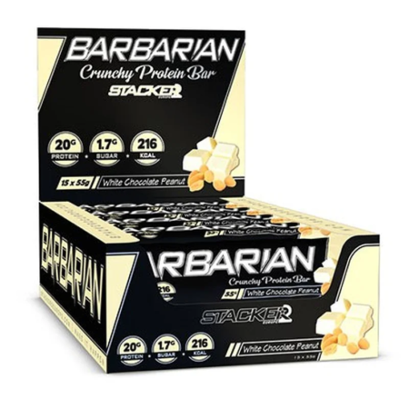 stacker2 barbarian bar 15x55gr white choc peanut.webp